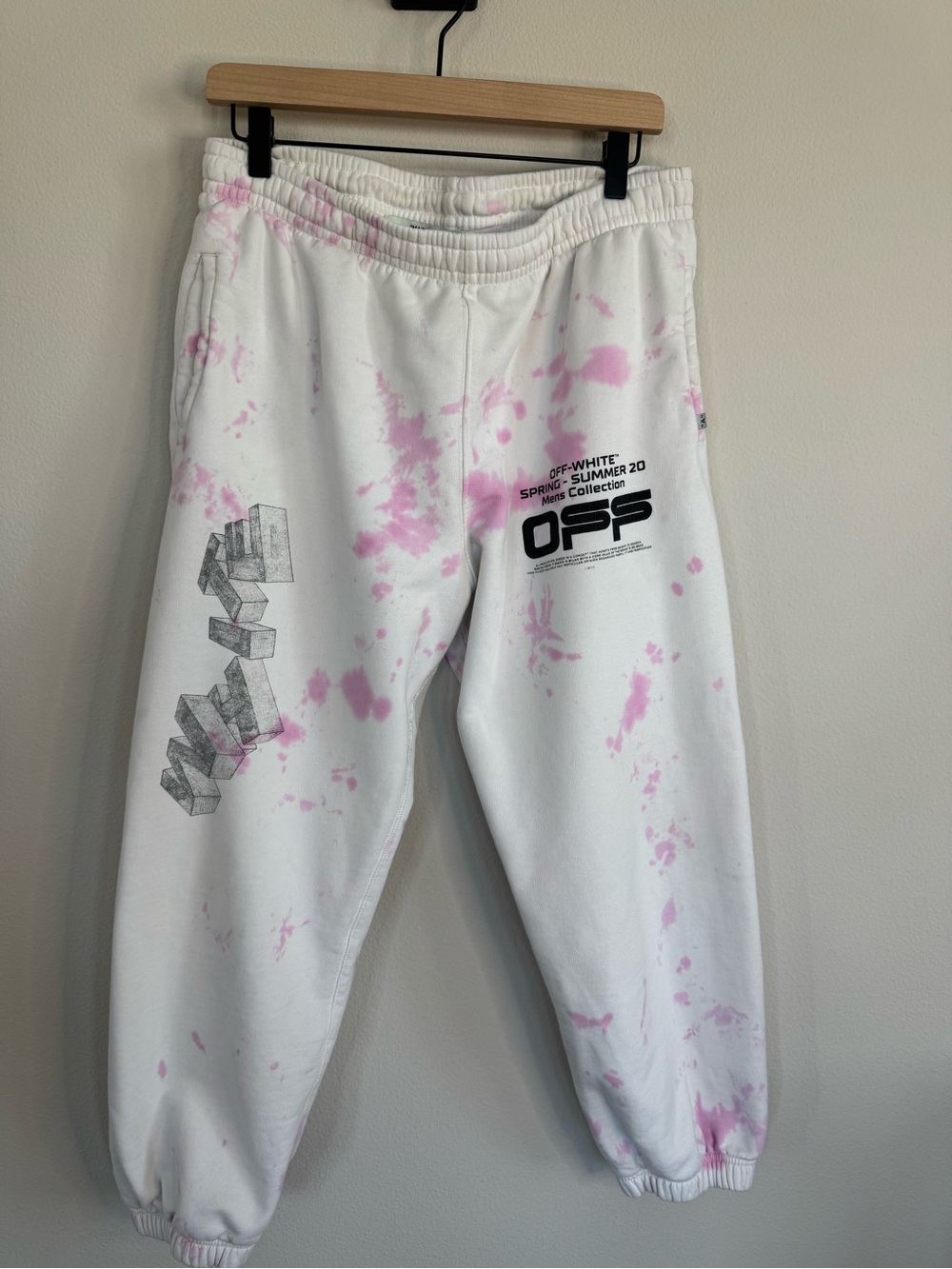 Off-White C/O Virgil Abloh Pink Splatter Sweatpants XL Streetwear 2020